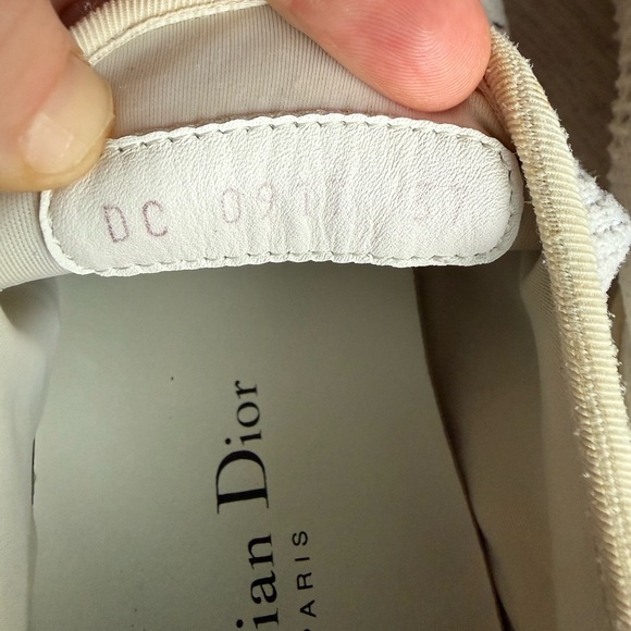 Dior White Knit Fabric D-Fence Slip On Sneakers Bumblebee Embroidery Size 37 - Picture 6 of 7